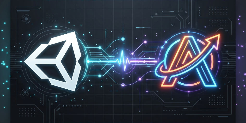 Repository artwork connecting the Unity and Antigravity symbols